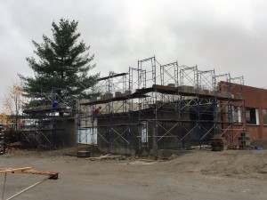 The walls at the front of the swimming pool have taken shape. This new 25 foot section will feature a seating area for parents & spectators.