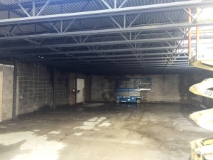 Steel decking is in place over the boys' locker room. Above the locker room, on the second floor, will be the brand new Teen Center.