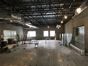 On the second story, duct work is taking place in locations such as here, which will be the Teen Center.